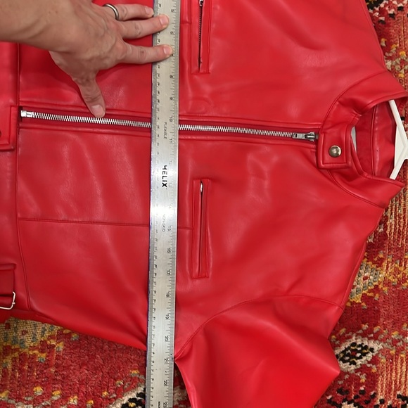 Vintage Y2K Red Vegan Leather Bomber Jacket - Picture 14 of 16